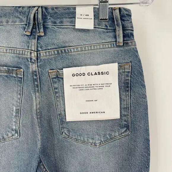 Good American Good Classic Straight Leg Jeans Indigo Blue Women's Size 0/25 NWT - Picture 4 of 5